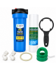 Wellon Blue Pre Filter Housing Combo Kit with 5 Micron PP Spun Filter, Housing Spanner, 3/8" x 1/2" Elbow Connectors & 2 Meter 3/8" Pipe | Heavy Duty Water Purifier Pre Filter Set  